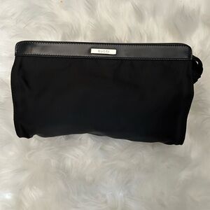 🔥Gucci Auth Black Nylon Leather Lined Clutch Handbag